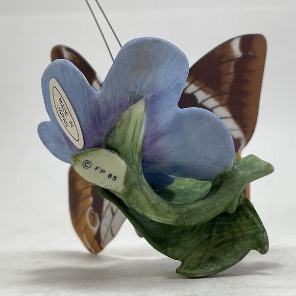 Franklin Mint Hargreaves Butterflies of the World Tufted Jungle King Blue Flower - Picture 9 of 11